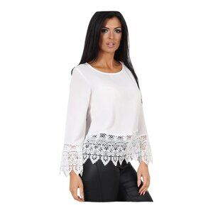 White crochet long sleeve top